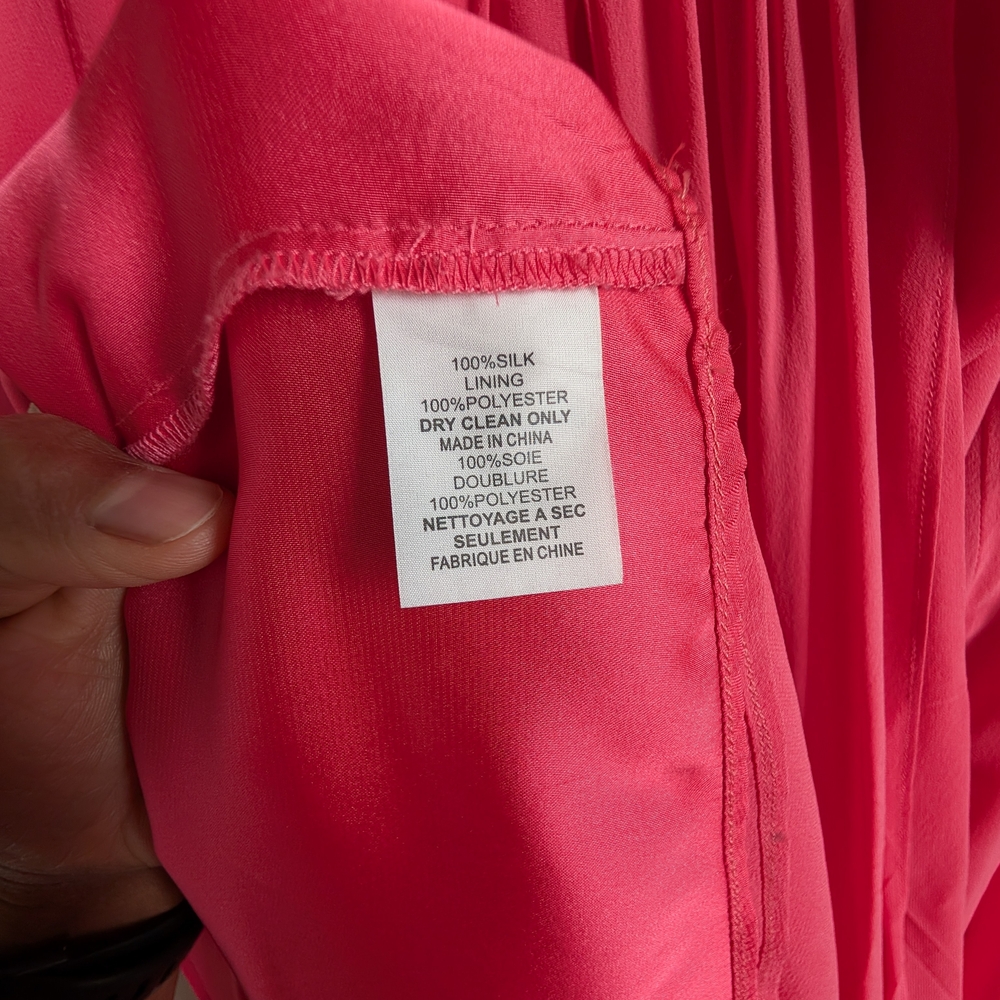 Trina Turk Blue Lagoon Maxi Dress Bright Pink Gold Straps 100% silk Sz 10 - Picture 5 of 6